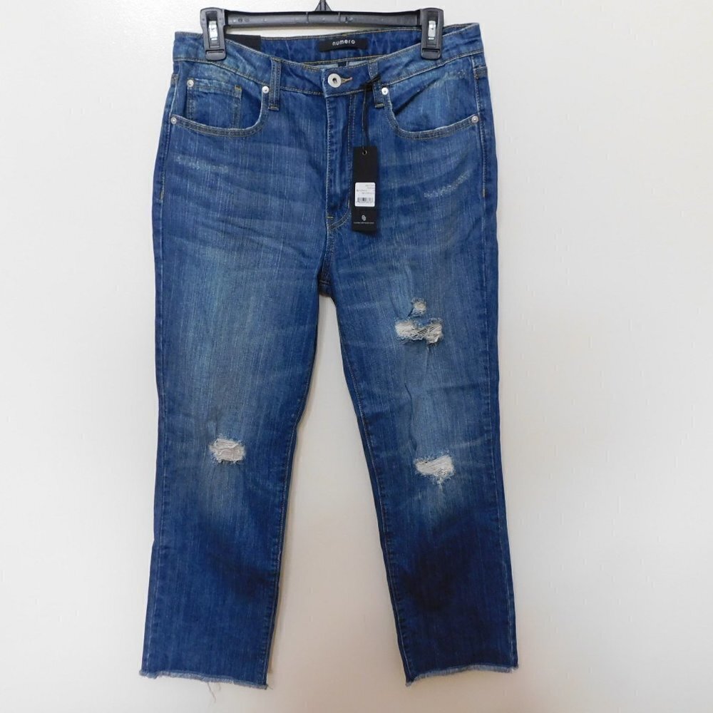 𝅺JR122 Numero Ripped High Rise Frayed-Hem Phoenix Denim Jeans Size 29 x 28